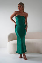 Lucia Soft Satin Slip Midi Dress | Emerald Green | Oh Hello Clothing | XS (6)