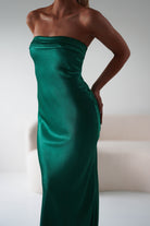 Lucia Soft Satin Slip Midi Dress | Emerald Green | Oh Hello Clothing | XS (6)