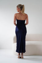Lucia Soft Satin Slip Midi Dress | Navy | Oh Hello Clothing | XS (6)