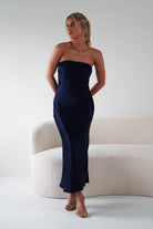 Lucia Soft Satin Slip Midi Dress | Navy | Oh Hello Clothing | XS (6)