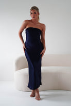 Lucia Soft Satin Slip Midi Dress | Navy | Oh Hello Clothing | XS (6)