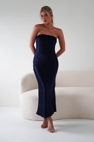 Lucia Soft Satin Slip Midi Dress | Navy | Oh Hello Clothing | XS (6)