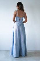 Luna Glitter Corset Aline Gown | Blue - Oh Hello Clothing
