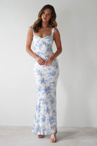 Lynelle Floral Sequin Maxi Dress | Blue/White - Oh Hello Clothing