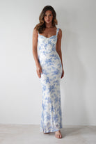 Lynelle Floral Sequin Maxi Dress | Blue/White - Oh Hello Clothing