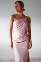Lyra Soft Matte Satin Maxi Dress | Blush Pink | Oh Hello Clothing | XS (6)