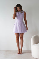 Maria Pearl Bow Detail Mini Dress | Lilac | Oh Hello Clothing | XS (6)