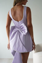 Maria Pearl Bow Detail Mini Dress | Lilac | Oh Hello Clothing | XS (6)