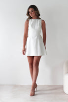 Maria Pearl Bow Detail Mini Dress | White | Oh Hello Clothing | XS (6)