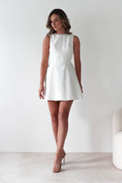 Maria Pearl Bow Detail Mini Dress | White | Oh Hello Clothing | XS (6)