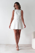 Maria Pearl Bow Detail Mini Dress | White | Oh Hello Clothing | XS (6)