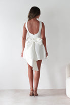 Maria Pearl Bow Detail Mini Dress | White | Oh Hello Clothing | XS (6)