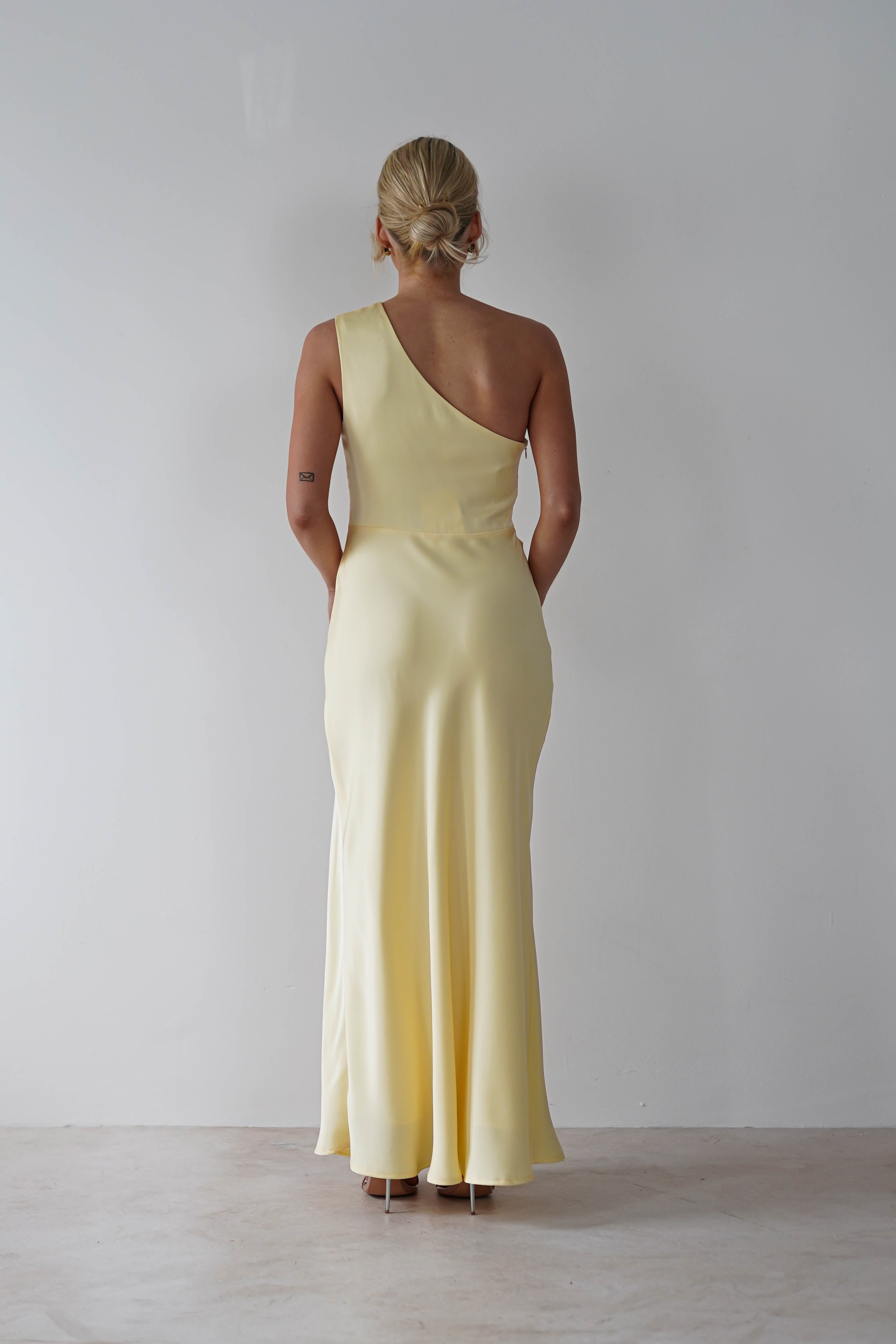 Meera Soft Matte Satin Midaxi Dress | Yellow - Oh Hello Clothing
