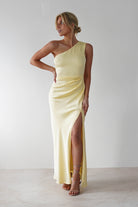 Meera Soft Matte Satin Midaxi Dress | Yellow - Oh Hello Clothing