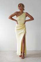 Meera Soft Matte Satin Midaxi Dress | Yellow - Oh Hello Clothing