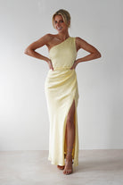 Meera Soft Matte Satin Midaxi Dress | Yellow - Oh Hello Clothing