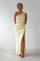 Meera Soft Matte Satin Midaxi Dress | Yellow - Oh Hello Clothing