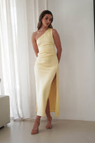 Meera Soft Matte Satin Midaxi Dress | Yellow - Oh Hello Clothing