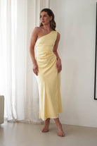 Meera Soft Matte Satin Midaxi Dress | Yellow - Oh Hello Clothing