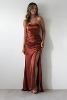 Melanie Soft Satin Maxi Gown | Rust | Oh Hello Clothing | XS (6)