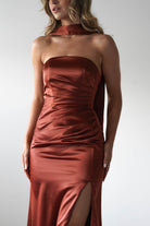Melanie Soft Satin Maxi Gown | Rust | Oh Hello Clothing | XS (6)