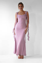 Miranda Ruffle Midaxi Dress | Mauve | Oh Hello Clothing | XS (6)