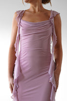 Miranda Ruffle Midaxi Dress | Mauve | Oh Hello Clothing | XS (6)