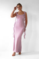 Miranda Ruffle Midaxi Dress | Mauve | Oh Hello Clothing | XS (6)