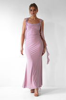 Miranda Ruffle Midaxi Dress | Mauve | Oh Hello Clothing | XS (6)