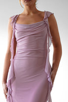 Miranda Ruffle Midaxi Dress | Mauve | Oh Hello Clothing | XS (6)