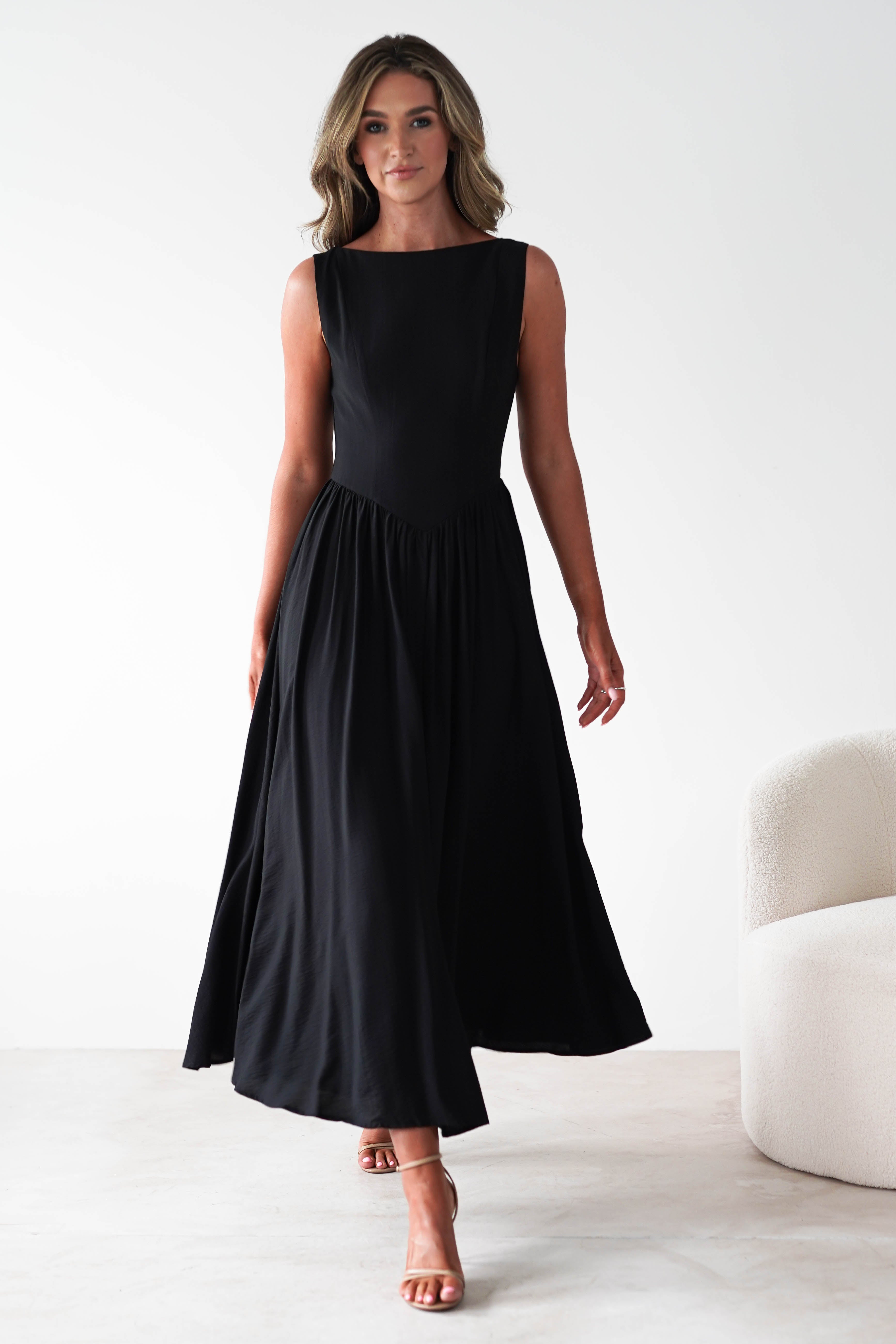 Monroe Skater Midaxi Dress | Black | Oh Hello Clothing | XS (6)