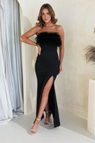 Nalani Feather Detail Gown | Black | Oh Hello Clothing | XS (6)