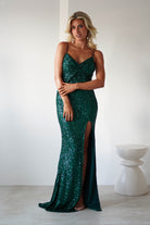 Narissa Sequin Maxi Gown | Green | Oh Hello Clothing | XS (6)