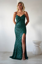Narissa Sequin Maxi Gown | Green | Oh Hello Clothing | XS (6)