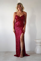 Narissa Sequin Maxi Gown | Red | Oh Hello Clothing | XS (6)