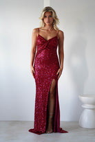 Narissa Sequin Maxi Gown | Red | Oh Hello Clothing | XS (6)