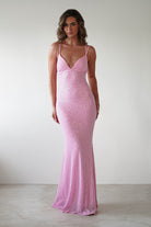 Nina Beaded Bodycon Gown | Pink - Oh Hello Clothing