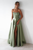 Pepper Strapless A - Line Maxi Gown | Sage | Oh Hello Clothing | XS (6)