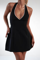 Peyton Pearl Detail Mini Dress | Black | Oh Hello Clothing | XS (6)