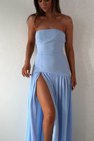 Polinna Strapless Chiffon Maxi Dress | Blue | Oh Hello Clothing | S (8)