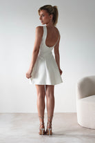 Polly Structured Pearl Detail Mini Dress | White | Oh Hello Clothing | XS (6)