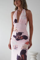 Rhoda Floral Print Mesh Maxi Dress | Light Pink | Oh Hello Clothing | XS (6)