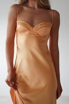 Ricci Soft Satin Maxi Dress | Melon | Oh Hello Clothing | XS (6)