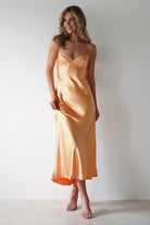 Ricci Soft Satin Maxi Dress | Melon | Oh Hello Clothing | XS (6)