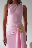 Rina Gathered Waist Midaxi Dress | Pink | Oh Hello Clothing | XS (6)