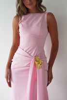 Rina Gathered Waist Midaxi Dress | Pink | Oh Hello Clothing | XS (6)