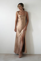 Riviera Soft Satin Maxi Gown | Gold/Bronze | Oh Hello Clothing | XS (6)