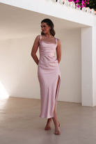 Salma Soft Matte Satin Midaxi Dress | Blush Pink - Oh Hello Clothing