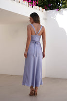 Salma Soft Matte Satin Midaxi Dress | Periwinkle Blue - Oh Hello Clothing
