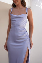 Salma Soft Matte Satin Midaxi Dress | Periwinkle Blue - Oh Hello Clothing